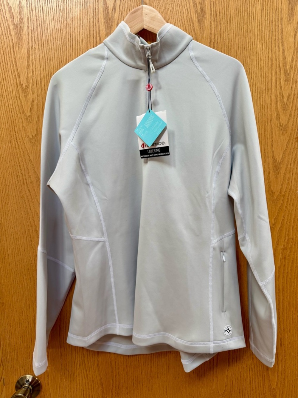 NWT Sunice Light Gray Layering 3/4 zip top, size XL